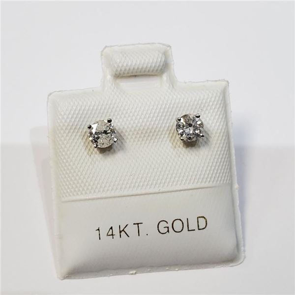 14K White Gold Diamond (0.4Ct,I2-I3,H-I) Earrings (~weight 0.57g), Made in Canada, Appraised Retail 