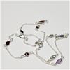 Image 2 : Silver Muti Genuine Gemstone 18 Necklace, Suggested Retail Value $300 (Estimated Selling Price from 