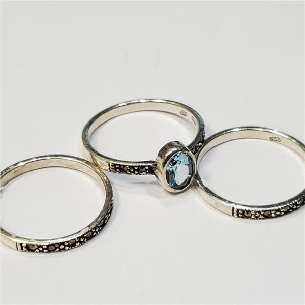 Silver Lots Of 3 Ring,Blue TopazMarcasute Ring, Suggested Retail Value $200 (Estimated Selling Price