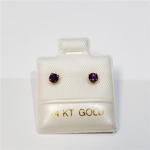 14K Yellow Gold Genuine Amethyst Earrings, Made in Canada, Suggested Retail Value $240 (Estimated Se