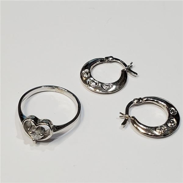 Silver Earring And Cz Ring M, Suggested Retail Value $200 (Estimated Selling Price from $30 to $60)