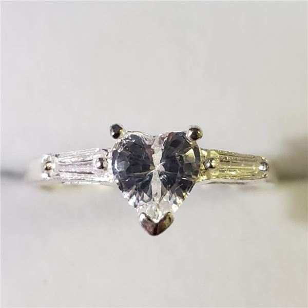 Silver Cubic Zirconia Ring (~Size 7)(Ring is resizable for $40) (~weight 3.25g), Suggested Retail Va