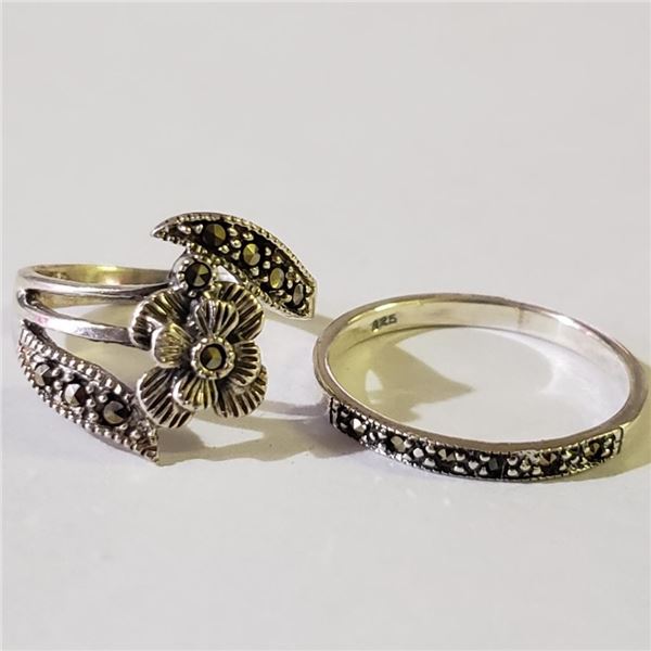 Silver Lot Of 2 Marcasite Ring (~weight 4g), Suggested Retail Value $120