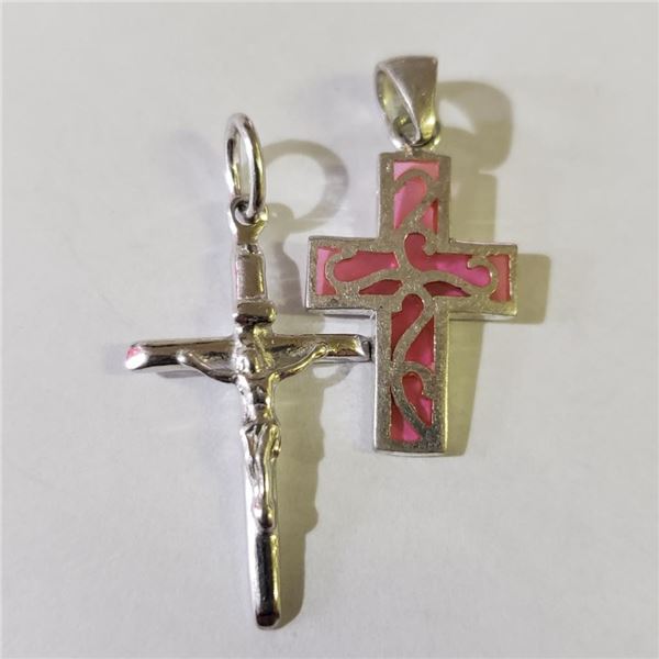 Silver Lot Of 2 Cross Pendant, Suggested Retail Value $100