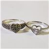 Image 1 : Silver Lot Of 2 Cubic Zirconia Marcasite Ring (~weight 5g), Suggested Retail Value $160