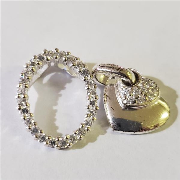 Silver Lot Of 2 Cubic Zirconia Pendant (~weight 4.79g), Suggested Retail Value $160