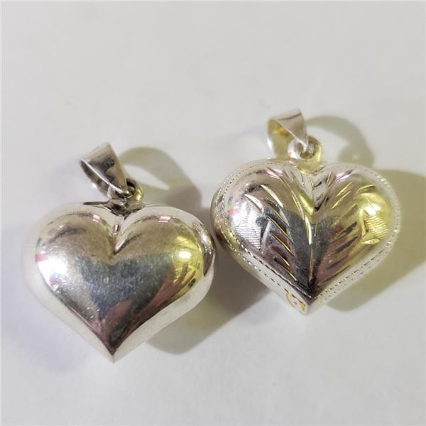 Silver Lot Of 2 Heart Pendant (~weight 3.85g), Suggested Retail Value $100