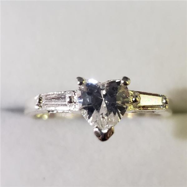 Silver Cubic Zirconia Ring (~Size 8)(Ring is resizable for $40), Suggested Retail Value $100