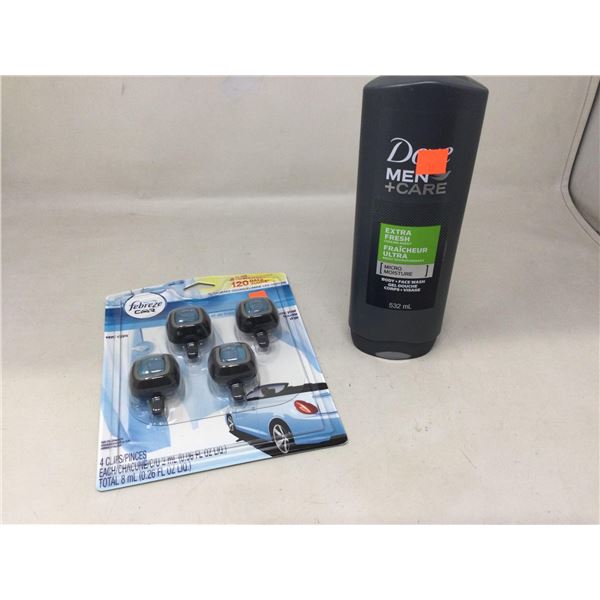 Dove Mens Body  Face Wash and Febreeze Car Freshners
