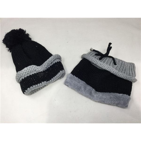 Knit Toque and Neck Warmer with Fleece Lining
