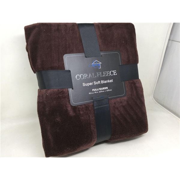 Coral Fleece Super Soft Blanket (Full/Queen) Brown