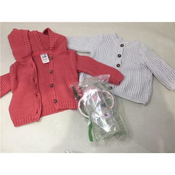 Carters Knit Sweaters and Sippy Cup