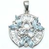 Image 1 : Silver Blue Topaz Cz(3.9ct) Rhodium Plated Pendant (~weight 4.05g), Suggested Retail Value $200 (Est