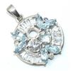 Image 2 : Silver Blue Topaz Cz(3.9ct) Rhodium Plated Pendant (~weight 4.05g), Suggested Retail Value $200 (Est