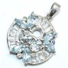 Image 3 : Silver Blue Topaz Cz(3.9ct) Rhodium Plated Pendant (~weight 4.05g), Suggested Retail Value $200 (Est