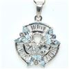 Image 4 : Silver Blue Topaz Cz(3.9ct) Rhodium Plated Pendant (~weight 4.05g), Suggested Retail Value $200 (Est