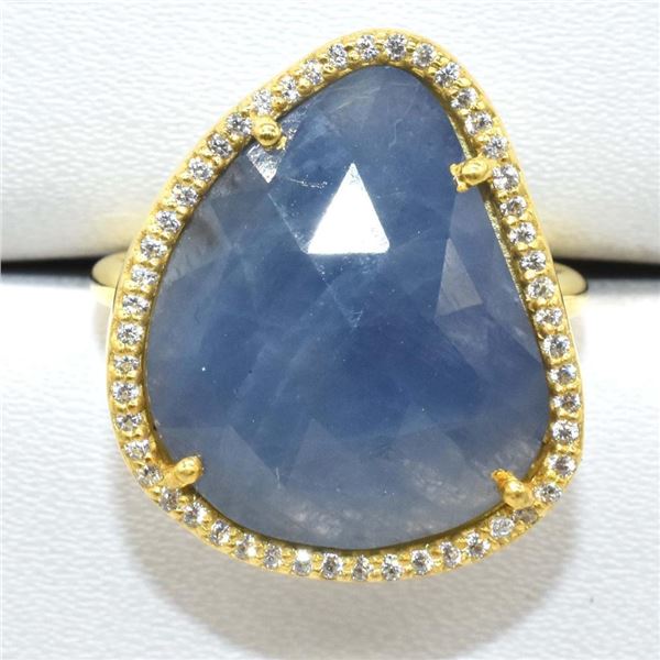 Gpss Sapphire(8.1ct) Rhodium Plated Ring (~weight 5.3g), Suggested Retail Value $250 (Estimated Sell
