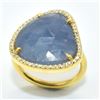Image 2 : Gpss Sapphire(8.1ct) Rhodium Plated Ring (~weight 5.3g), Suggested Retail Value $250 (Estimated Sell