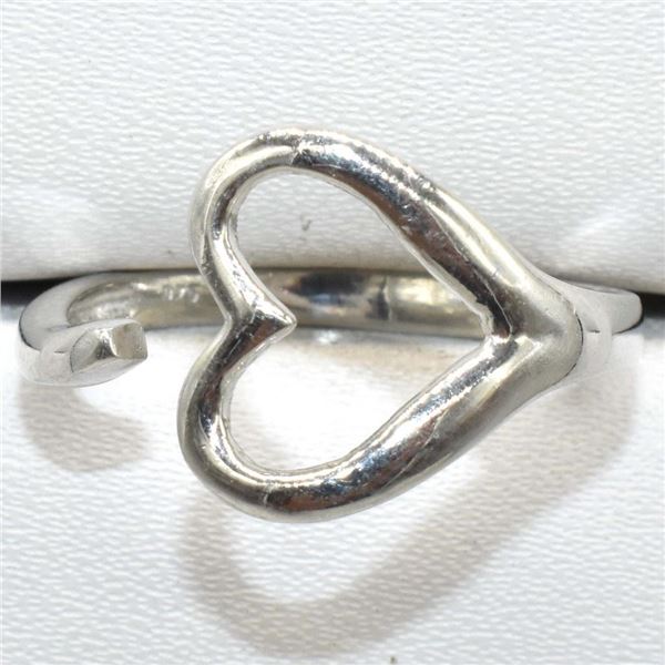 Silver Heart Rhodium Plated Ring (~weight 2.5g), Suggested Retail Value $150