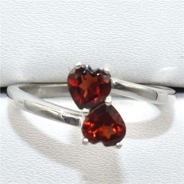 Silver Garnet(0.9ct) Rhodium Plated Ring (~weight 2.55g), Suggested Retail Value $150