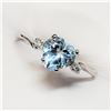 Image 3 : 10K White Gold Blue Topaz(0.9ct) 2 Diamond(0.03ct) Heart Shaped Ring (~Size 6)(), Made in Canada, Su
