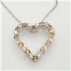 Image 5 : Silver Natural Citrine Cubic Zirconia Heart Shaped Ring And Necklace Set, Suggested Retail Value $24