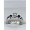 Image 1 : Ladies Platinum Multi Stone Diamond Ring, with .27Ct Diamond Solitaire with Black Diamond Bezel Set 