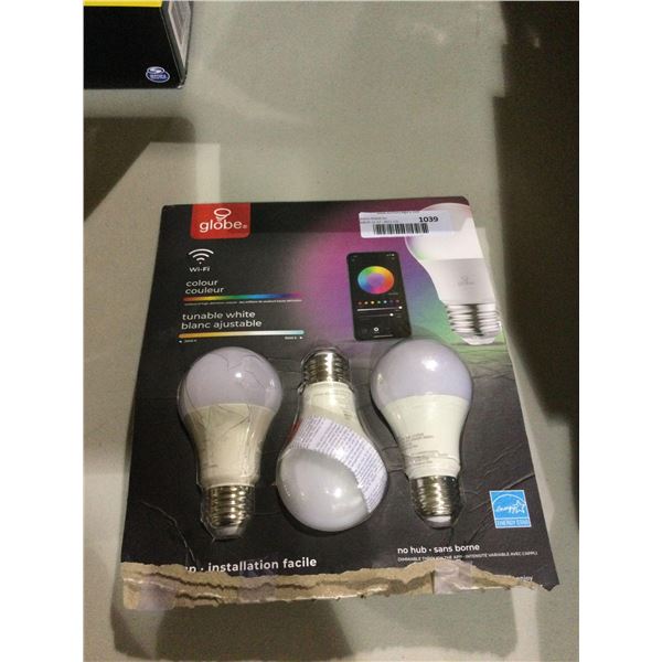 Globe Wi-Fi A19 Color Changing Tunable LED Bulbs in White 3-Pack