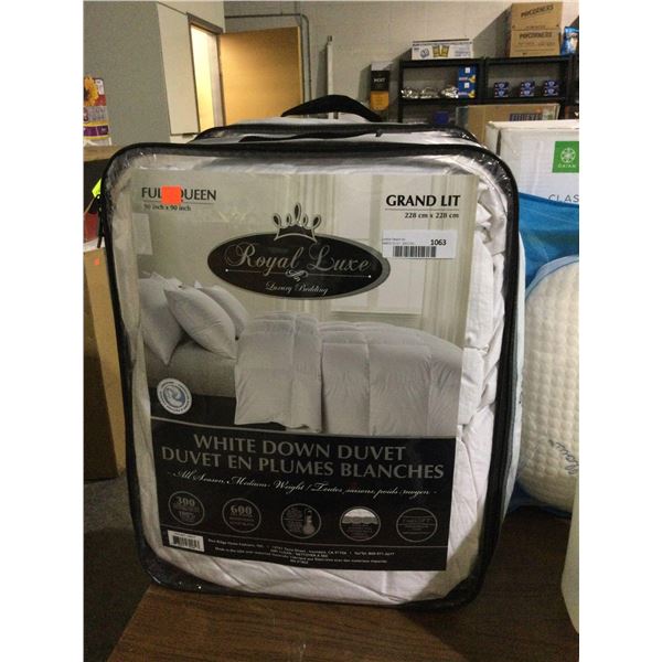 Royal Luxe Luxury Bedding Queen Size White Down DuvetÂ 