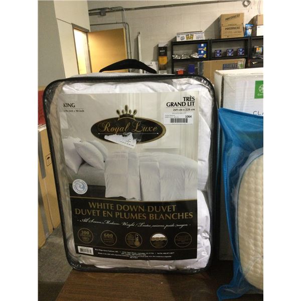 Royal Luxe Luxury Bedding King Size White Down Duvet