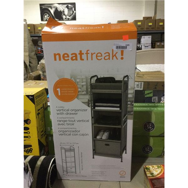 Neat Freak 4 Cubby Vertical Organizer w/ Drawer (17.7in x 50.4in x 13.5in)Â 