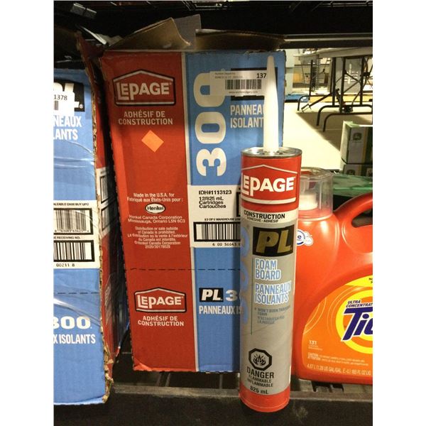 Case of LePage 300 PL Foam BoardÂ Adhesive (12 x 825mL)Â 