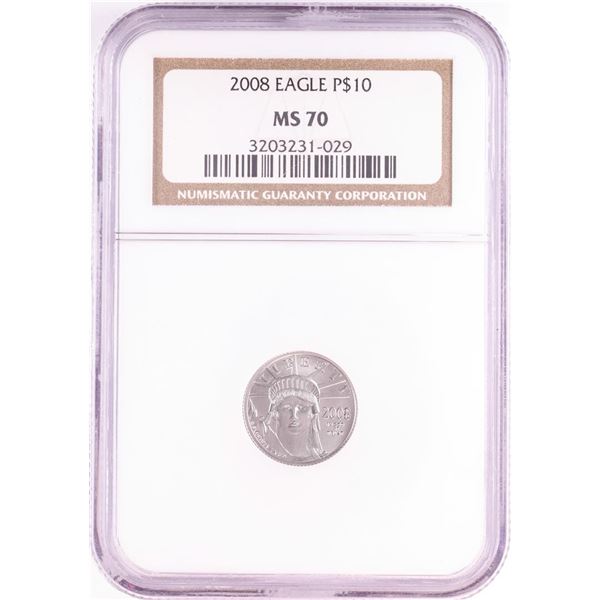 2008 $10 American Platinum Eagle Coin NGC MS70