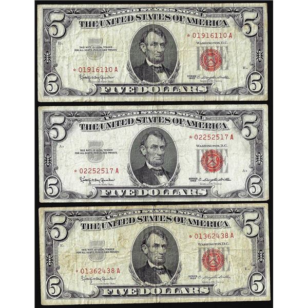 Lot of (3) 1963 $5 Legal Tender STAR Notes
