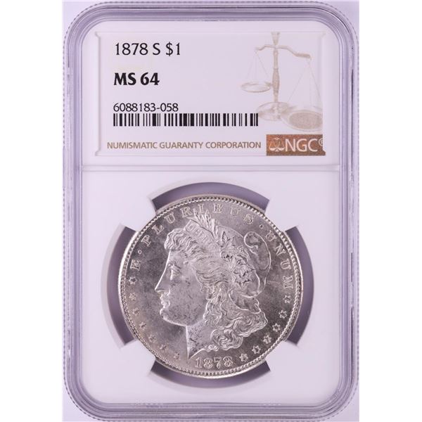 1878-S $1 Morgan Silver Dollar Coin NGC MS64