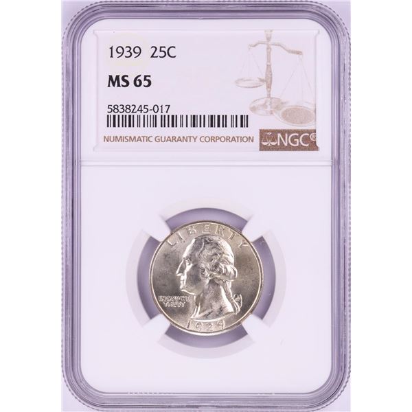 1939 Washington Quarter Coin NGC MS65