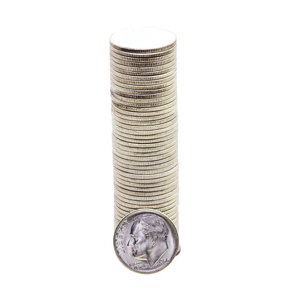 Roll of (50) Brilliant Uncirculated 1956 Roosevelt Dime Coins