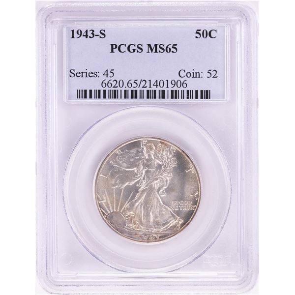 1943-S Walking Liberty Half Dollar Coin PCGS MS65