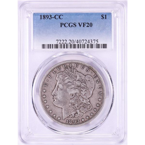 1893-CC $1 Morgan Silver Dollar Coin PCGS VF20