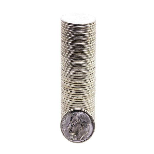 Roll of (50) Brilliant Uncirculated 1960 Roosevelt Dime Coins