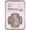 Image 1 : 1881-S $1 Morgan Silver Dollar Coin NGC MS63 Nice Toning