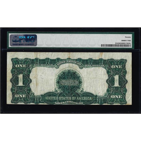 1899 $1 Black Eagle Silver Certificate Note Misaligned Back Print ERROR PMG VF20
