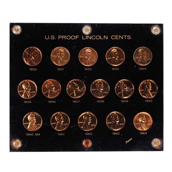 Set of 1950-1964 Gem Proof Lincoln Memorial Wheat Cent Coins