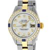 Image 1 : Rolex Ladies Two Tone 18K Gold Bezel Silver Diamond & Sapphire Datejust Watch