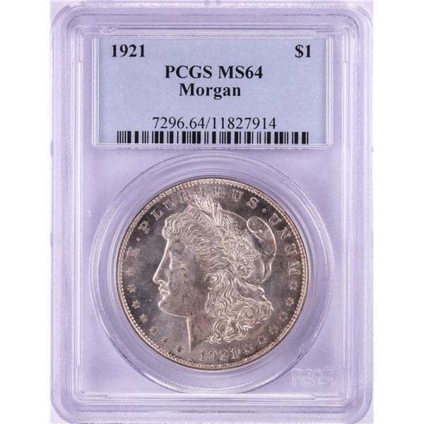 1921 $1 Morgan Silver Dollar Coin PCGS MS64