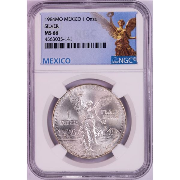 1984Mo Mexico 1 Onza Libertad Silver Coin NGC MS66