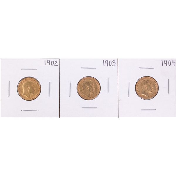 Lot of 1902-1904 Great Britain Half Sovereign Gold Coins