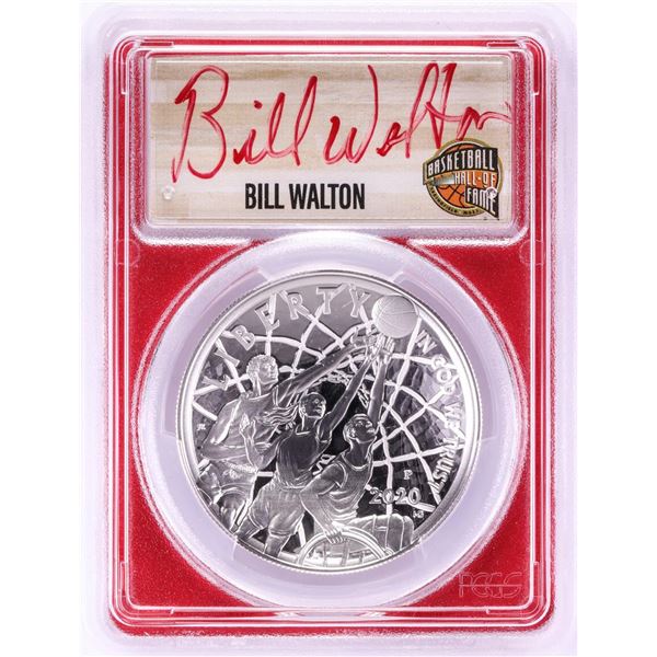 2020-P $1 Basketball HOF Silver Dollar Coin PCGS PR70DCAM Bill Walton Signature FDOI
