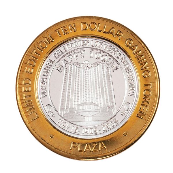 .999 Silver Plaza Hotel & Casino Las Vegas, NV $10 Limited Edition Gaming Token