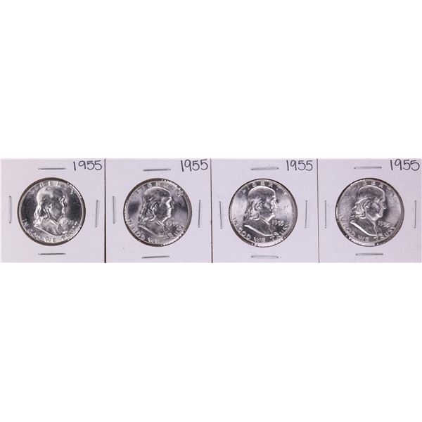 Lot of (4) 1955 Franklin Half Dollar Coins
